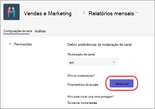 adicionar ou remover moderadores de canal