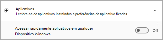 A seção Aplicativos do Backup do Windows.