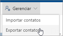 Na barra de ferramentas, selecione Gerenciar e Exportar contato
