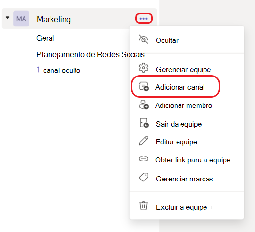 Teams – adicionar um novo canal compartilhado