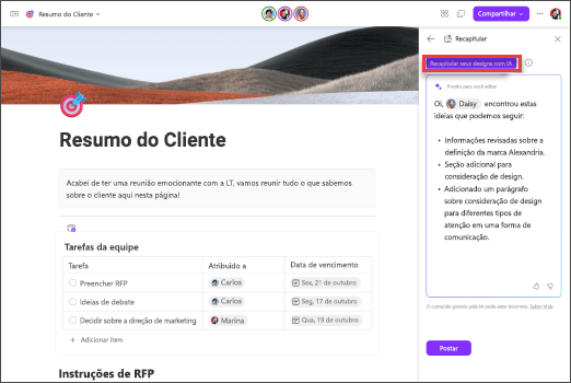 Recapitular alterações adicionais feitas na página Loop