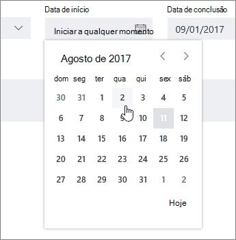 Definir os campos de data nos detalhes da tarefa