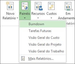 Menu Painel na guia Relatório