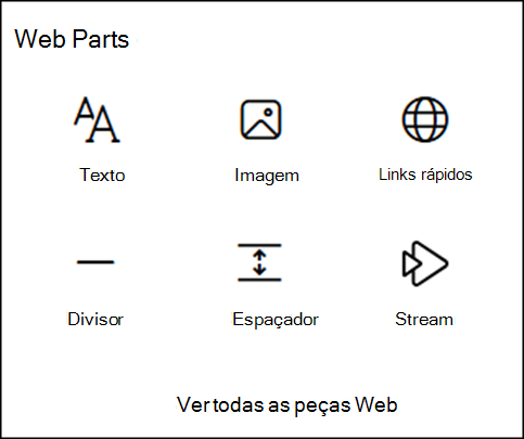 Peças Web na caixa de ferramentas