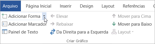 O botão Adicionar Forma no grupo Criar Gráfico