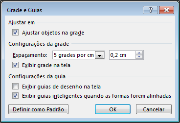 Caixa de diálogo Grade e Guias do PowerPoint