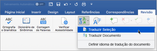 Guia Revisão com Traduzir Seleção realçada
