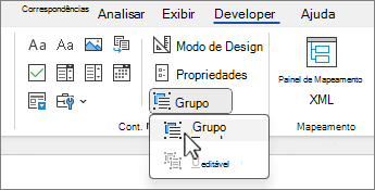 Menu controle de grupo