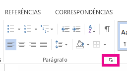 Você pode abrir a caixa de diálogo Parágrafo clicando no ícone de Expandir.