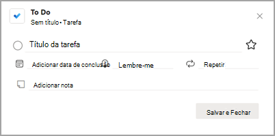 Captura de tela mostrando a caixa de diálogo Para Fazer pop-up.