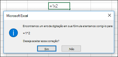 Caixa de mensagem pedindo para substituir x por * para multiplicação