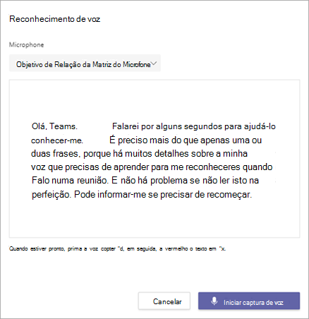 Configuração do Perfil de Voz