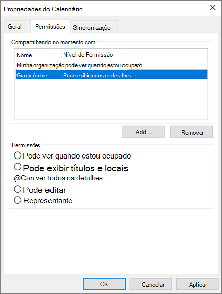 Partilhar o seu calendário com outras pessoas no Outlook