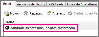 Uma conta na caixa de diálogo Configurações de Conta do Outlook 2013