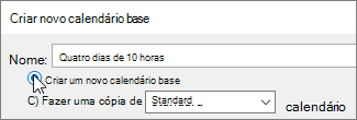 Criar novo calendário base