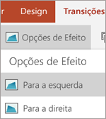 Opções de efeito