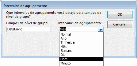 Intervalos de Agrupamento no Assistente de Relatório