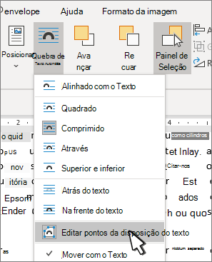 Editar item de menu Pontos de Envoltório