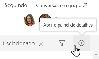 Captura de tela do painel de detalhes da lista