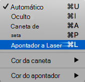 Escolha ponteiro laser no menu pop-up