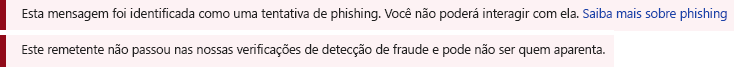 Uma captura de tela da barra de segurança em vermelho em uma mensagem do Outlook.