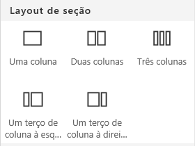 Captura de tela do menu de layout de seção no Microsoft Office SharePoint Online.