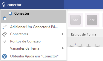 Captura de tela da ferramenta Diga-me o que você deseja fazer exibindo os resultados para Conectar-se.