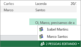 Vários autores no Excel Online