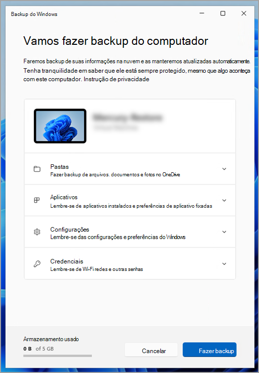Backup do Windows no Windows 11.