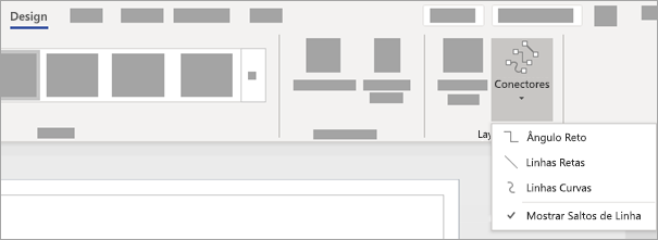 Na guia Design, selecione Conectores e escolha o estilo dos conectores que você deseja usar.