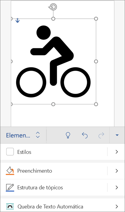 Uma imagem SVG selecionada, mostrando a guia Gráficos na faixa de opções