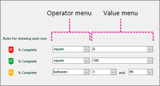 Menu Operador e menu Valor