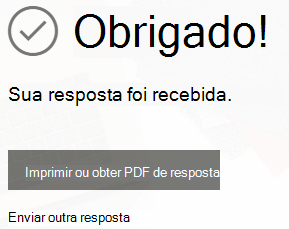 Um aviso para baixar ou imprimir o recibo do envio