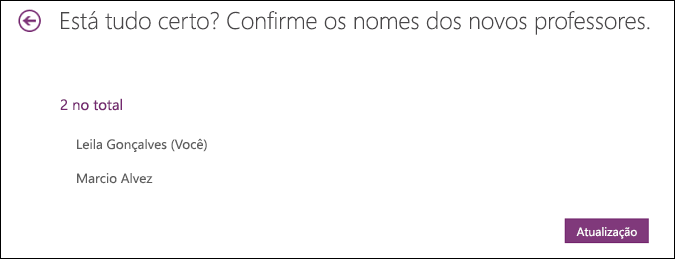 Confira os colegas professores que têm acesso ao seu Bloco de Anotações de Classe.