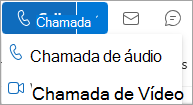 Captura de tela da lista suspensa chamada no cartão de contato do Outlook