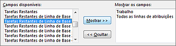 Caixa de diálogo Estilos de Detalhe, área Campos disponíveis