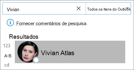 Usar a pesquisa no Outlook para localizar contatos