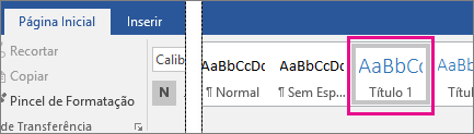 O Título 1 é realçado na guia Página Inicial.
