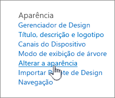 Configurações do site Seção Olhar e sentir com Alterar o visual realçado