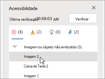 Selecionando um item de erro