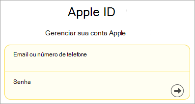 Captura de ecrã do início de sessão do Apple ID