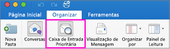 O botão Caixa de Entrada Destaques na guia Organizar da faixa de opções