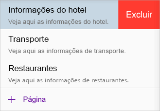 Excluir uma página no OneNote para iOS