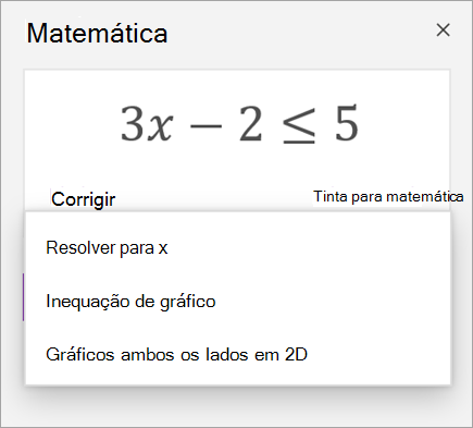 Uma equação com uma lista pendente de formas de resolvê-la.