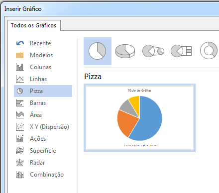 Caixa de diálogo Inserir Gráfico