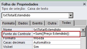 Uma expressão na propriedade Fonte do Controle de uma caixa de texto.