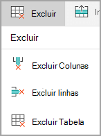 Excluir linhas e colunas