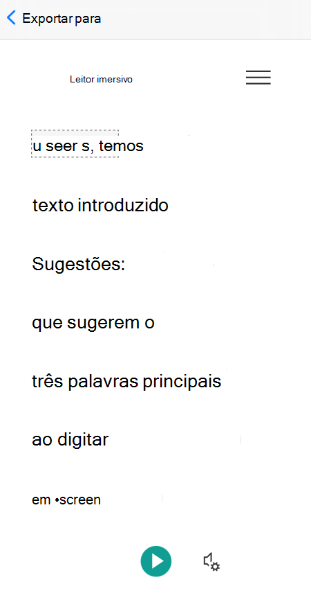 Sílabas do Word mostradas na exibição Leitor Imersivo no Microsoft Lens para iOS.