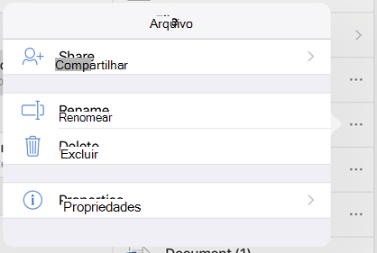 Mude o nome do ficheiro ao tocar no botão de 3 pontos e selecionar Mudar o Nome