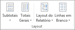 Grupo de layout na faixa de opções